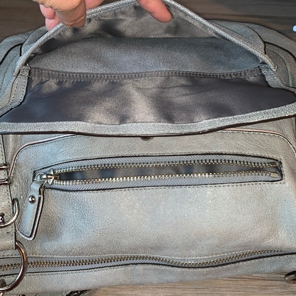 Coach Slate Gray Shimmer Leather Satchel Crossbody Bag - Picture 4 of 15